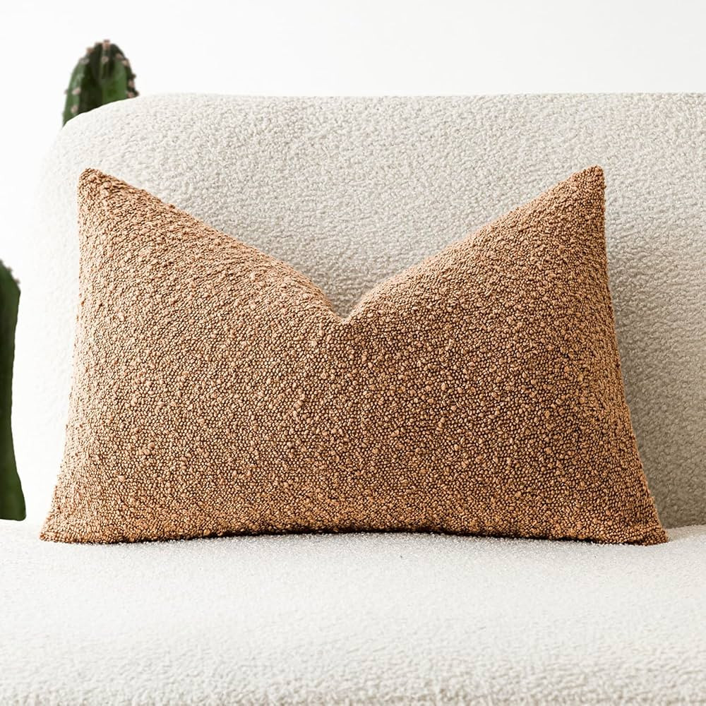 Foindtower Textured Boucle Throw Pillow Covers Accent Solid Lumbar Pillow Cases Cozy Soft Decorat... | Amazon (US)
