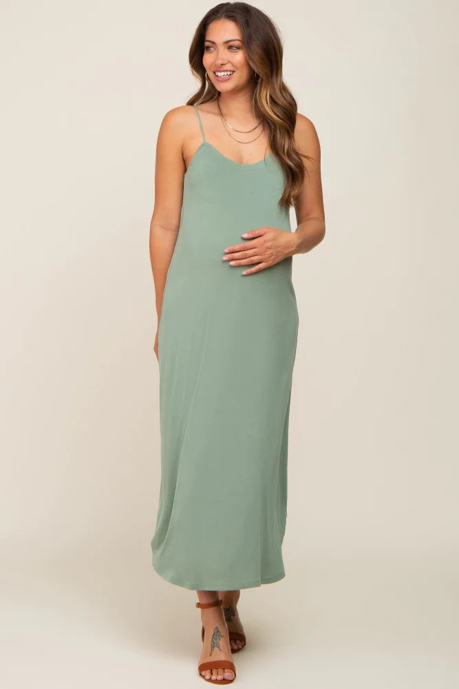 Olive Basic Maternity Midi Dress | PinkBlush Maternity
