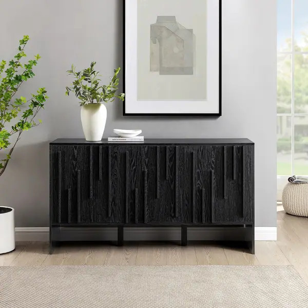 Middlebrook Designs Scandi Detailed-Door Buffet - Black | Bed Bath & Beyond