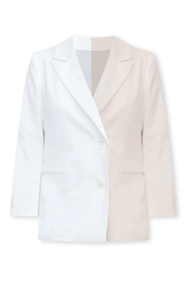 Full Disclosure Beige And Ivory Splice Colorblock Blazer | Pink Lily
