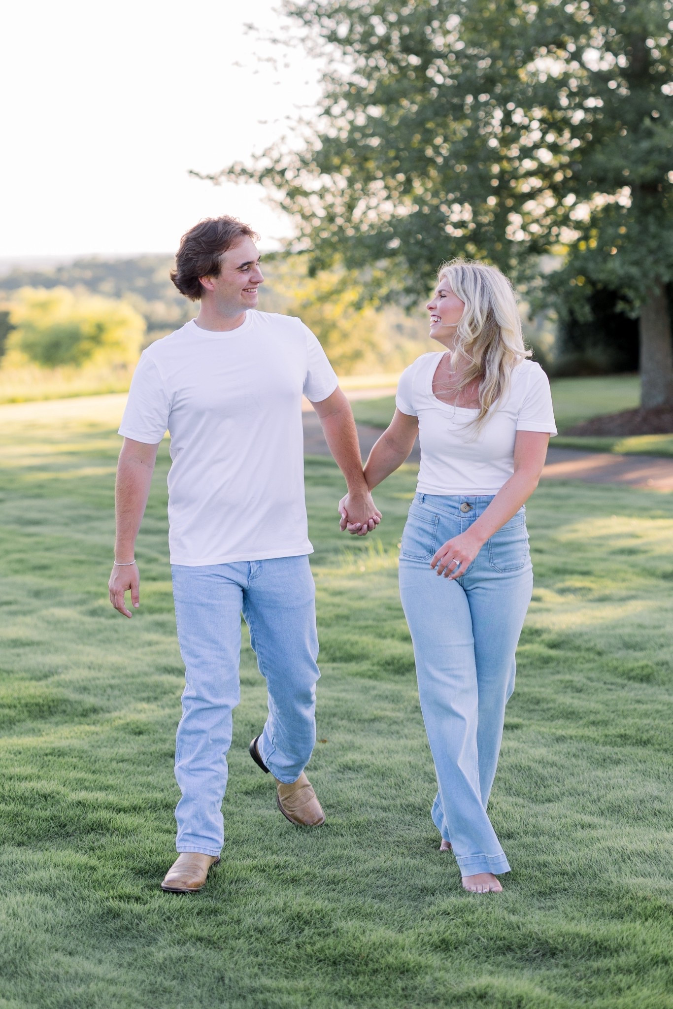 White & denim engagement photo outfit 🤍 + honorable mention to the best nude bra I’ve ever purchased!! 

#LTKSeasonal #LTKStyleTip #LTKWedding