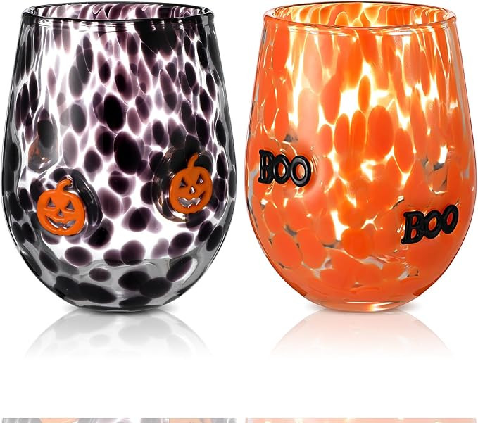 Mimorou 2 Pcs Halloween Icon Juice Glass 14 Ounce Pumpkin Ghost Themed Drinking Cocktails Glasses... | Amazon (US)