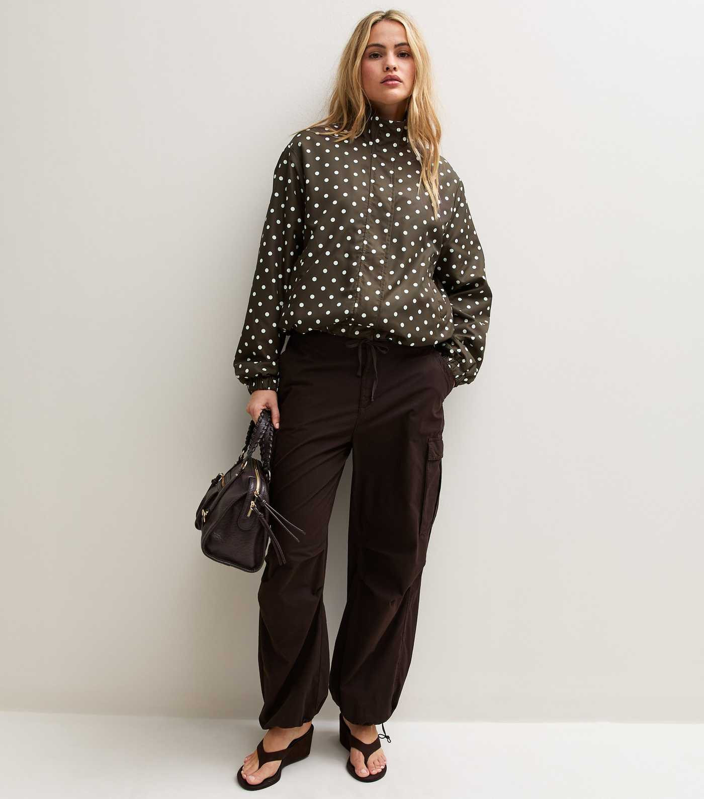 Brown Polka Dot Bubble Hem Zip Windbreaker Jacket | New Look | New Look (UK)