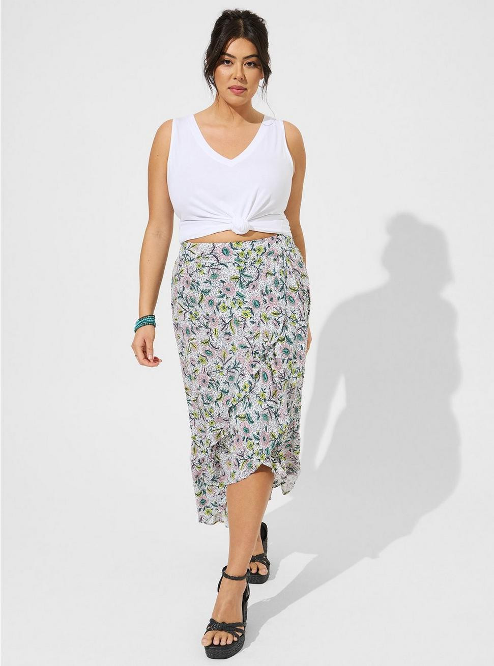 Maxi Swiss Dot Ruffle Hi-Low Skirt | Torrid (US & Canada)