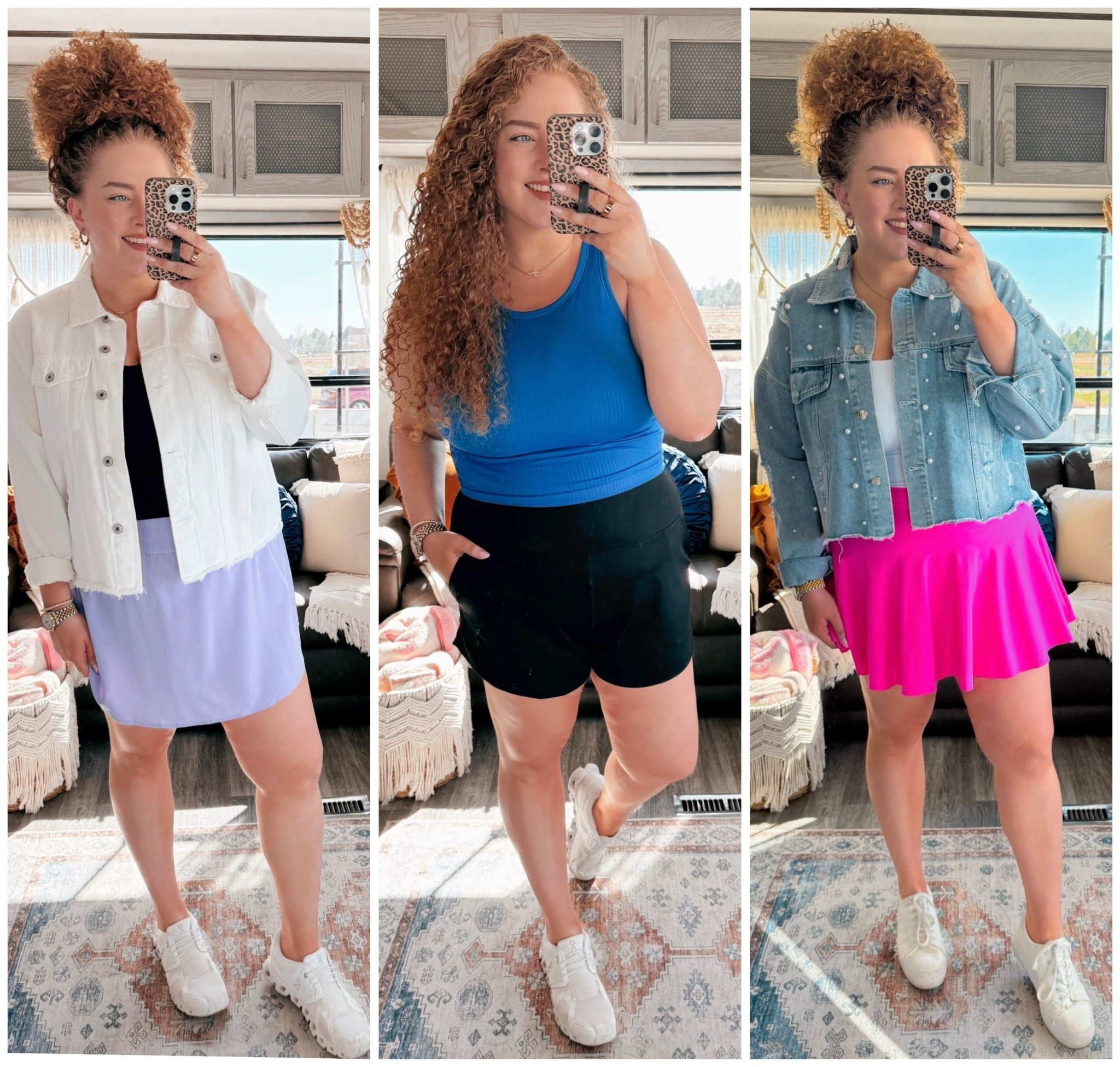 Easy throw on & go looks lately 🤍 Comfy, cute, and actually wearable for daily life 🙌🏻 Everything linked for you ✨ spring outfits | throw on and go outfits | easy outfit ideas | casual spring style | everyday outfits | comfy cute outfits | effortless style | mom outfits | on the go outfits | quick outfit ideas | minimal effort outfits | neutral outfits | sporty outfits | athleisure outfits | athletic wear | skort outfit | athletic skort | sporty skort outfit | casual skort outfit | athletic shorts outfit | running errands outfit | off duty style | comfy spring outfits | amazon fashion finds | amazon outfit ideas | affordable fashion | everyday style inspo | spring style inspo | white denim jacket outfit | pearl denim jacket outfit | black tank outfit | built in bra tank | blue tank outfit | pink skort outfit | purple skort outfit | platform sneakers outfit | white sneakers outfit | on cloud sneakers outfit 

#LTKMidsize #LTKootd #LTKdayinmylife