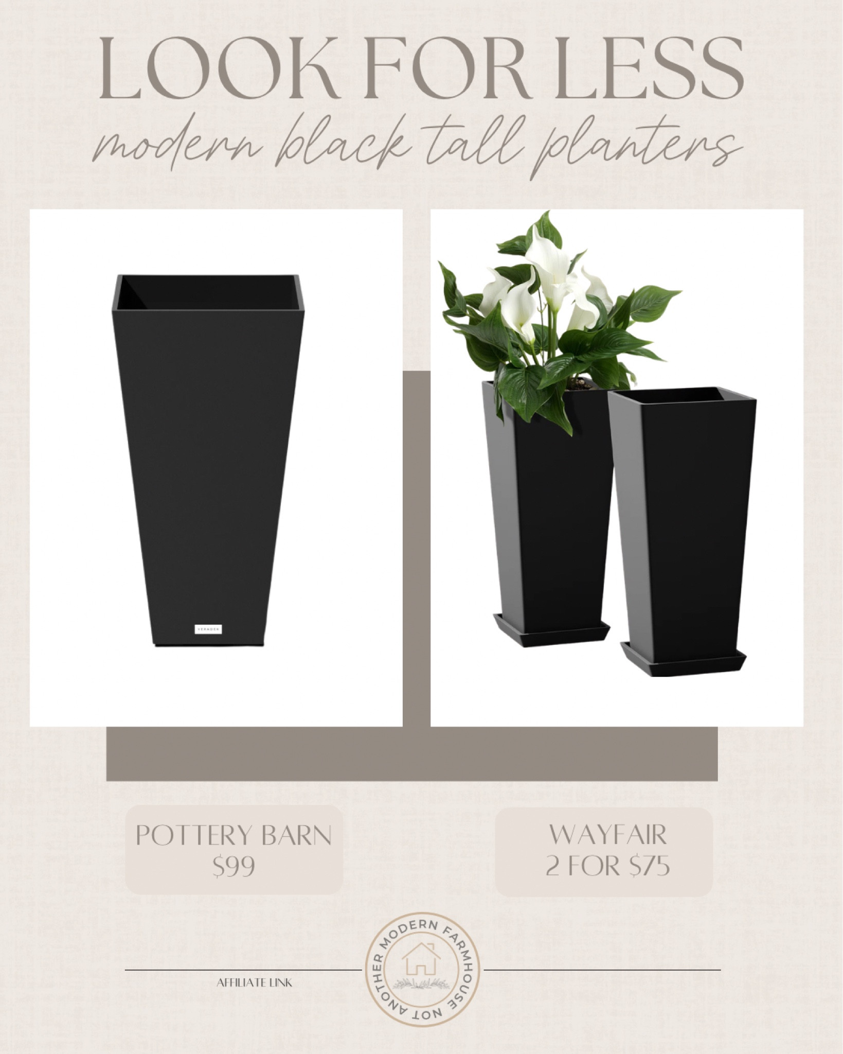 Designer Look for Less ✨ modern black tall planters

Outdoor refresh, outdoor living, patio, outdoor planters, home Inspo, Wayfair home, designer inspired, pottery barn inspired, affordable finds


#LTKSeasonal #LTKHome #LTKSaleAlert