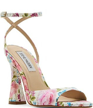 Steve Madden Beki Floral Print Satin Sculptural Heel Dress Sandals - 9.5 | Dillard's