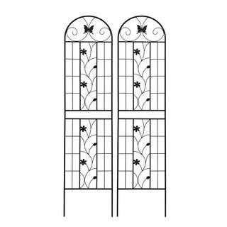 86.7 in. x 19.7 in., 2-Pack Metal Garden Trellis, Rustproof, Outdoor Trellis, Black | The Home Depot