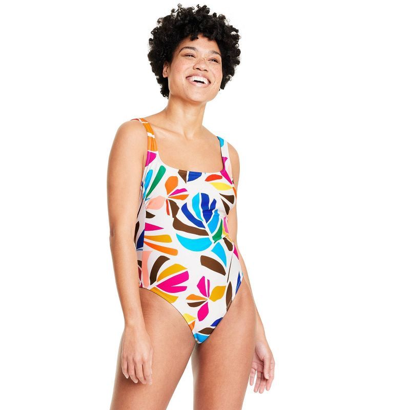 Women's Botanical Print Lowback One Piece Swimsuit - Tabitha Brown for Target | Target
