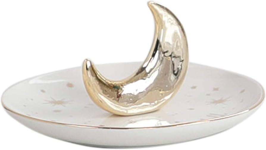 ChezMax Ceramic Moon Jewelry Tray Rings Dish Necklaces Earrings Holder Display Organizer Bracelet... | Amazon (US)