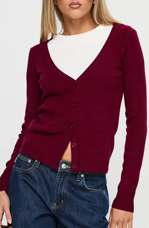 Princess Polly York V-Neck Cardigan in Cherry Red at Nordstrom, Size 0 | Nordstrom