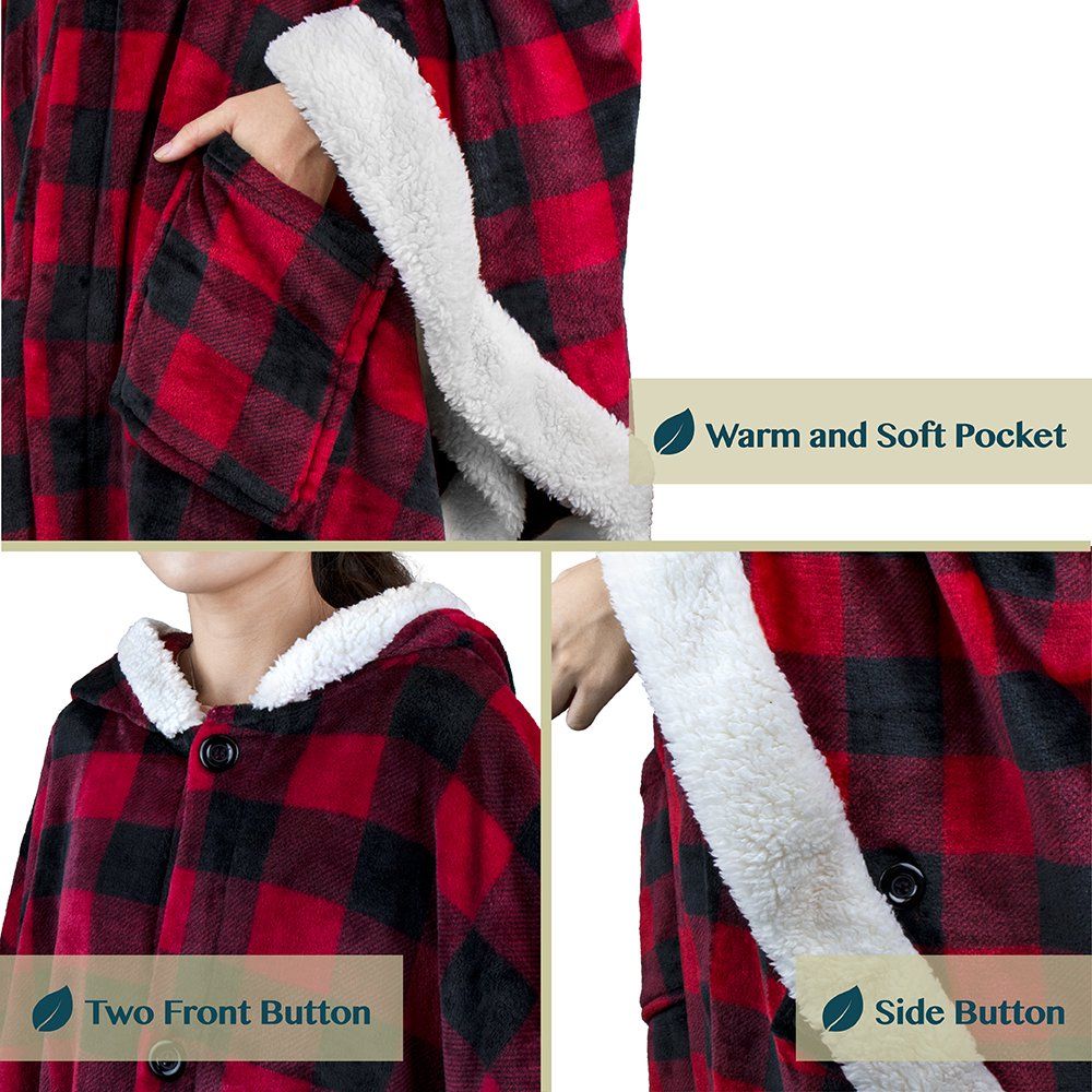PAVILIA Angel Wrap Hooded Blanket | Poncho Blanket Wrap with Soft Sherpa Fleece | Plush, Warm, We... | Walmart (US)