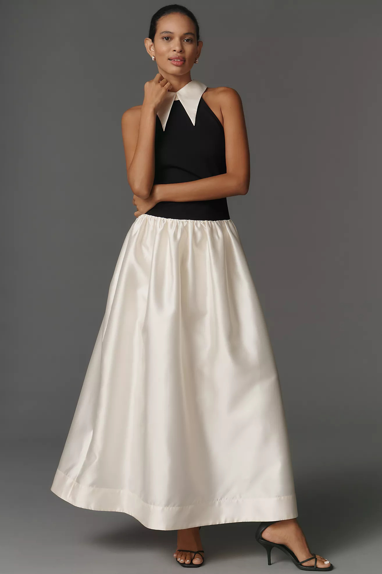 Flat White Sleeveless Collared Twofer Maxi Dress | Anthropologie (US)