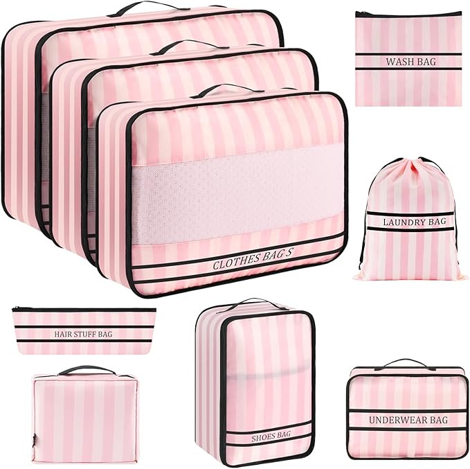 9 Set Packing Cubes Luggage Packing Organizers for Travel Accessories Space Saving Travel Bags fo... | Amazon (US)
