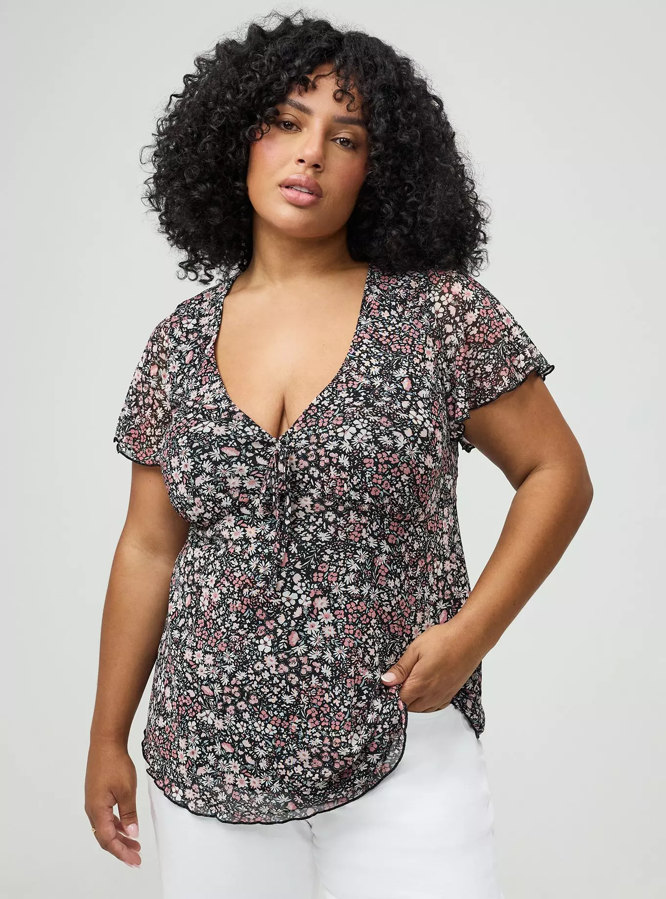 Soft Mesh V-Neck Top | Torrid (US & Canada)