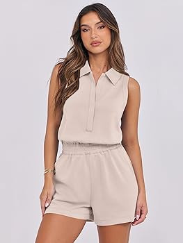 ANRABESS Romper for Womens 2026 Summer Dressy Casual Sleeveless V Neck One Piece Short Jumpsuit L... | Amazon (US)