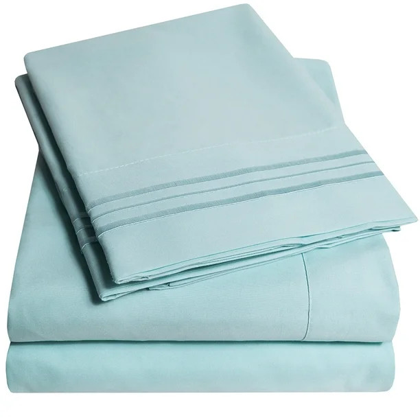 1800 Thread Count 4 Piece Deep Pocket Bedroom Bed Sheet Set King - Mist | Walmart (US)