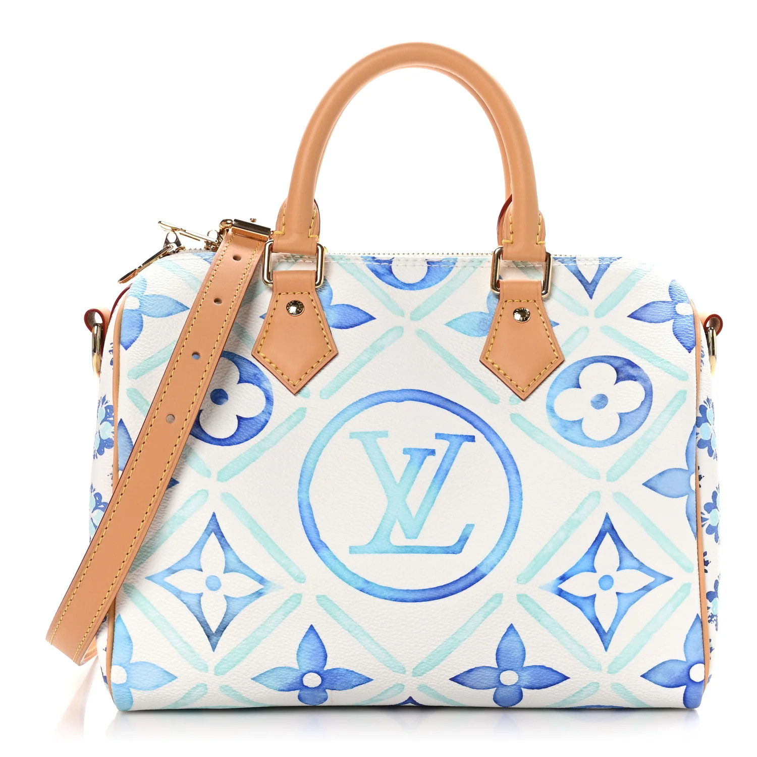 Monogram Tiles By The Pool Speedy Bandouliere 25 Lagoon Blue | FASHIONPHILE (US)