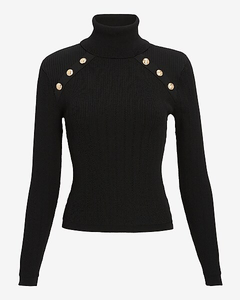 Novelty Button Turtleneck Sweater | Express