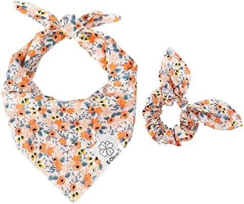 Dog Bandanas & Matching Scrunchie Set Flower Dog Scarf Bibs with Bow Scrunchie for Pet Owner & Sm... | Amazon (US)