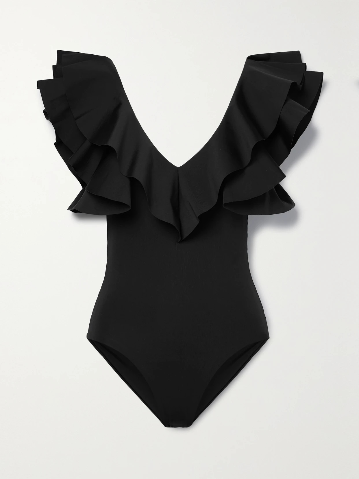 Maygel Coronel - + Net Sustain Santa Ruffled Swimsuit - Black | NET-A-PORTER (US)