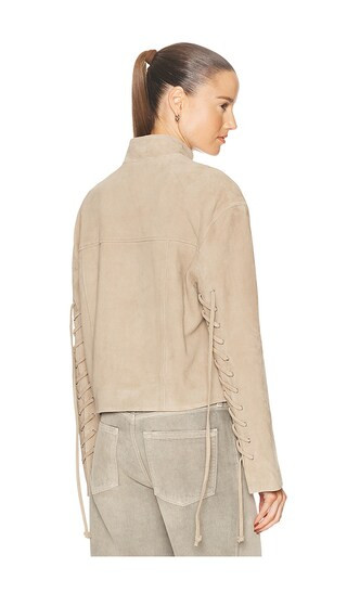 Annika Suede Lace Up Jacket in Desert Sand | Revolve Clothing (Global)