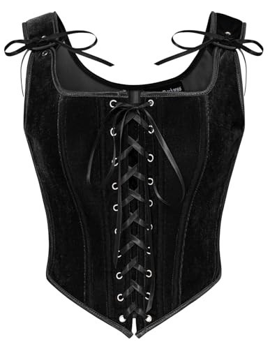 Scarlet Darkness Renaissance Costume Women Corset Tops Lace Up Overbust Velvet Bustier Bodice Black Size 8 | Amazon (US)