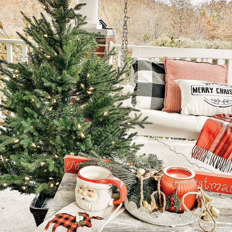 Fraser Hill Farm 4.0-ft Andirondack Pre Lit Potted Christmas Tree Décor with Warm White LED Ligh... | Walmart (US)