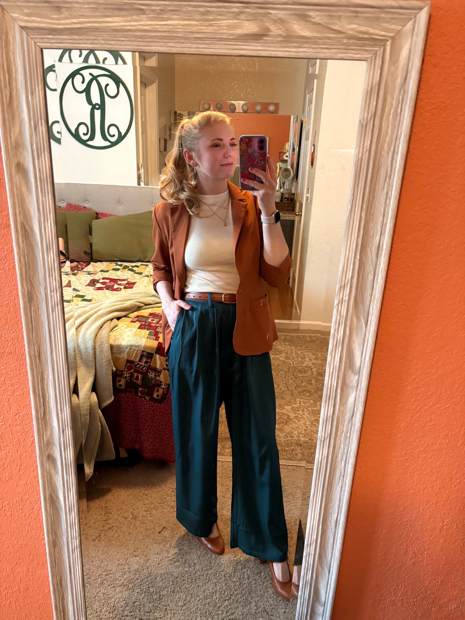 Old money look ☕️
Blazer is tts and love the fit 
Slacks are wide leg, tts, and stretchy waistband 
Belt is my new fave. Goes with so much. Love the style of  the buckle. 


#LTKWorkwear #LTKootd #LTKSeasonal