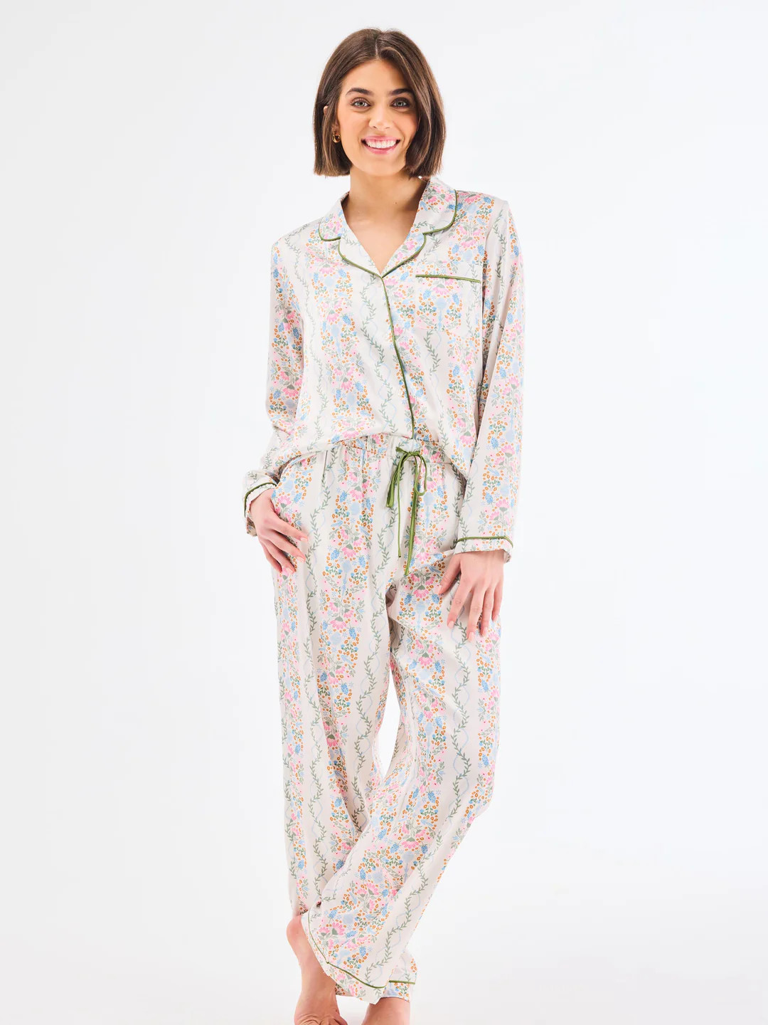 Women's Charlotte Satin Pants Set | Ivy Lane Ivory | Mary Square
