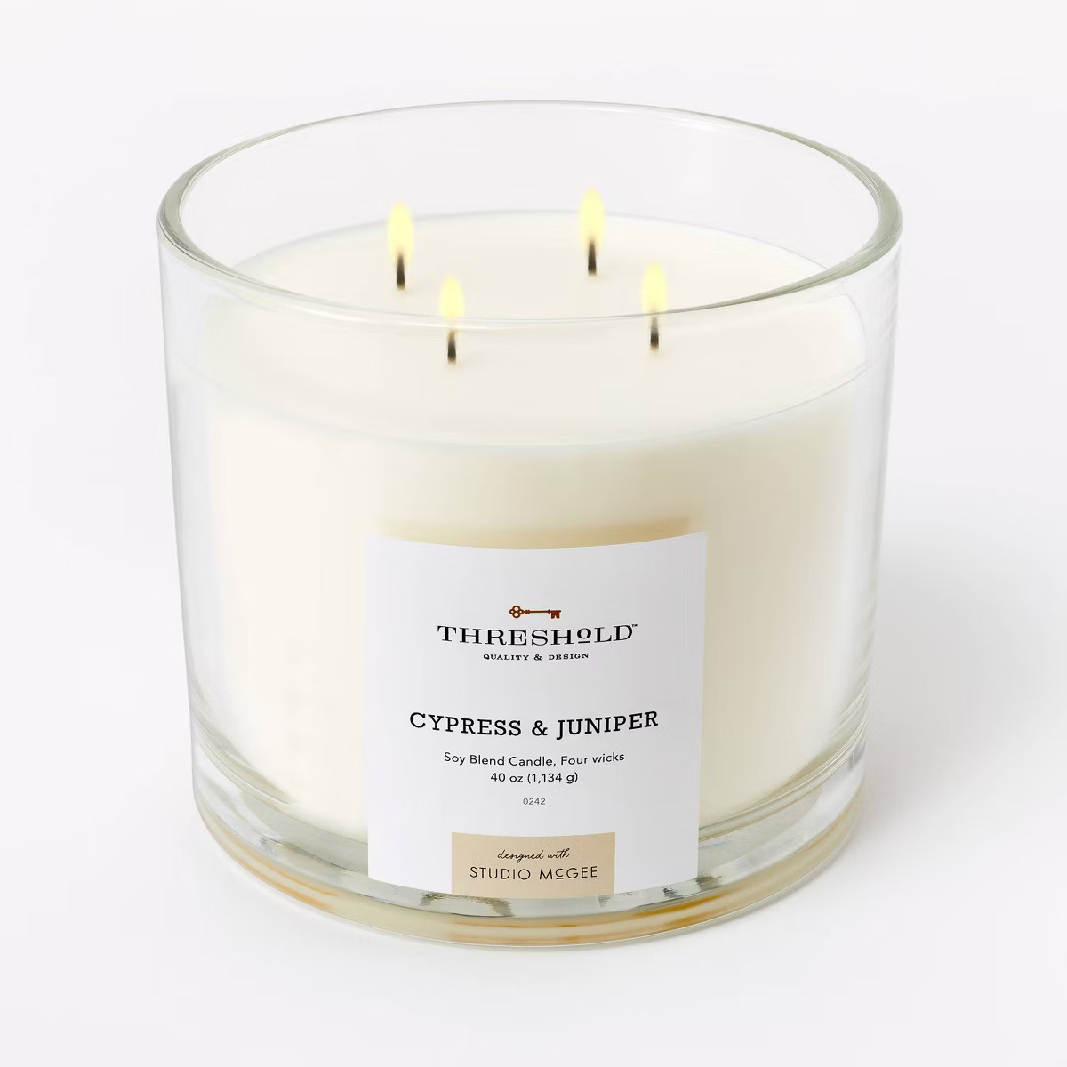 40oz Clear Glass Cypress & Juniper Candle White - Threshold™ designed with Studio McGee: Soy Wa... | Target