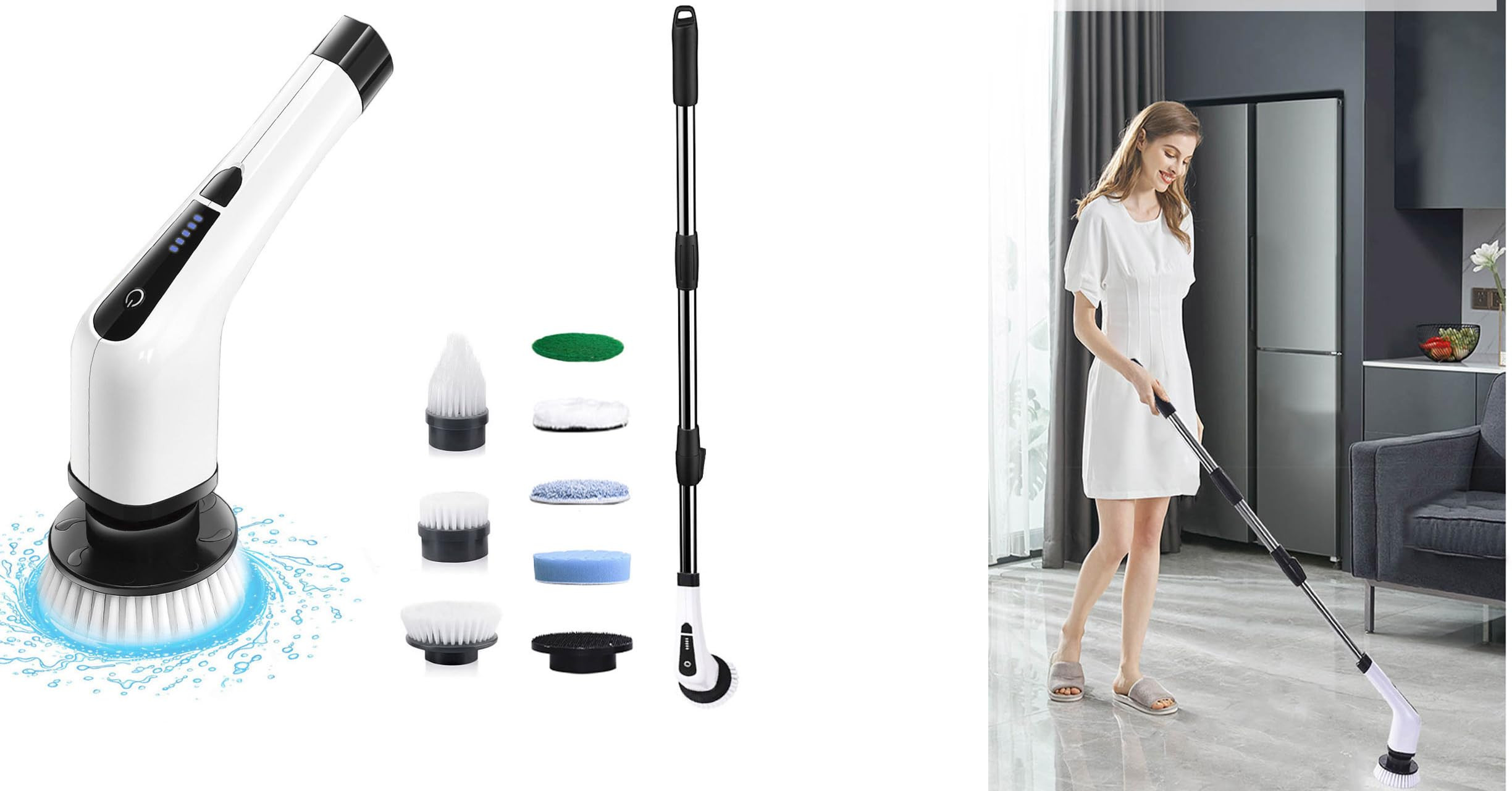 Electric Spin Scrubber Rechargeable Cleaning Brush with 7 Replaceable Brush Heads, Cordless and Port | Amazon (US)