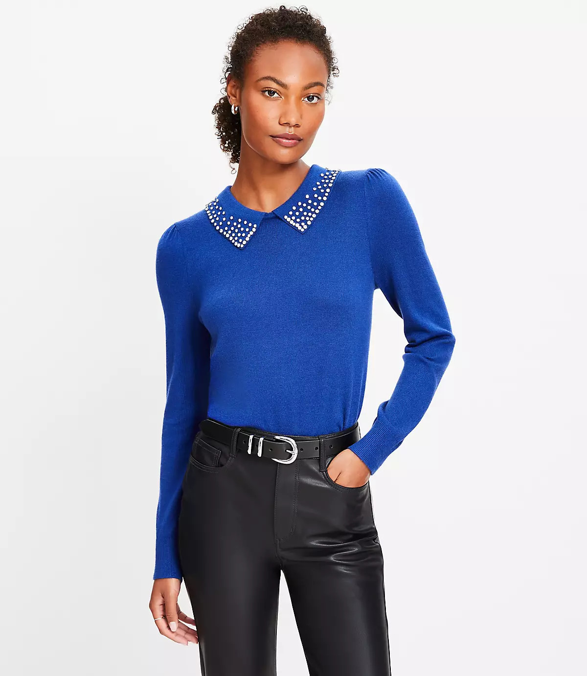 Sparkle Collared Sweater | LOFT