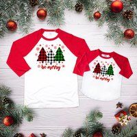 Christmas Family Shirts, Christmas Raglans, Be Merry Shirts, Family Matching Pajamas, Family Matchin | Etsy (US)