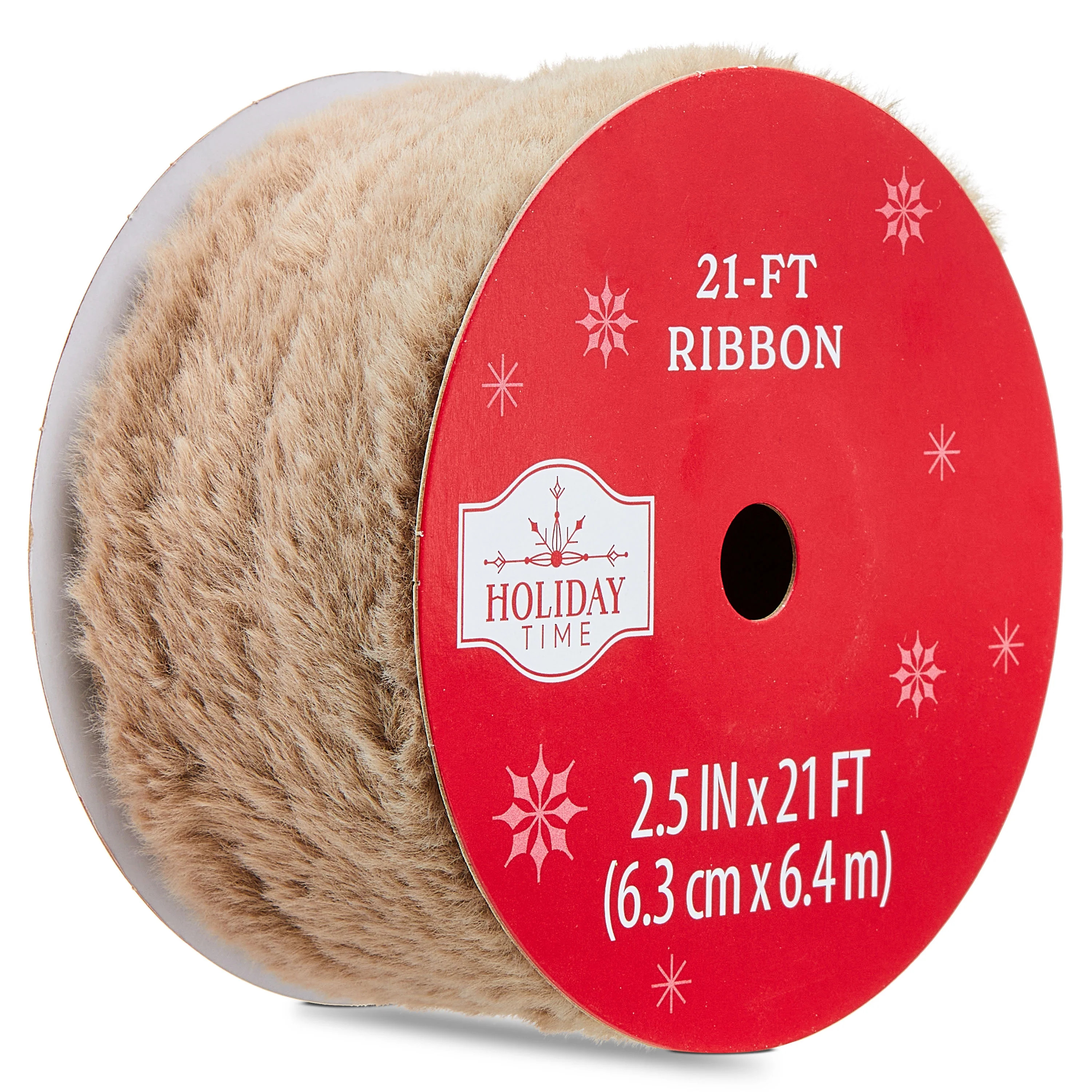 Brown Faux Fur Christmas Ribbon, 2.5" x 21', by Holiday Time | Walmart (US)