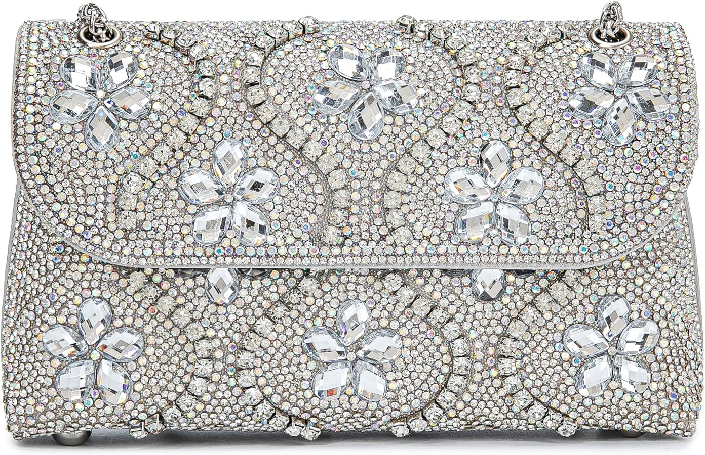 Flower Evening Handbags Chain Strap Square Shoulder Bag Crossbody Bag Crystals Rhinestone Clutch ... | Amazon (US)