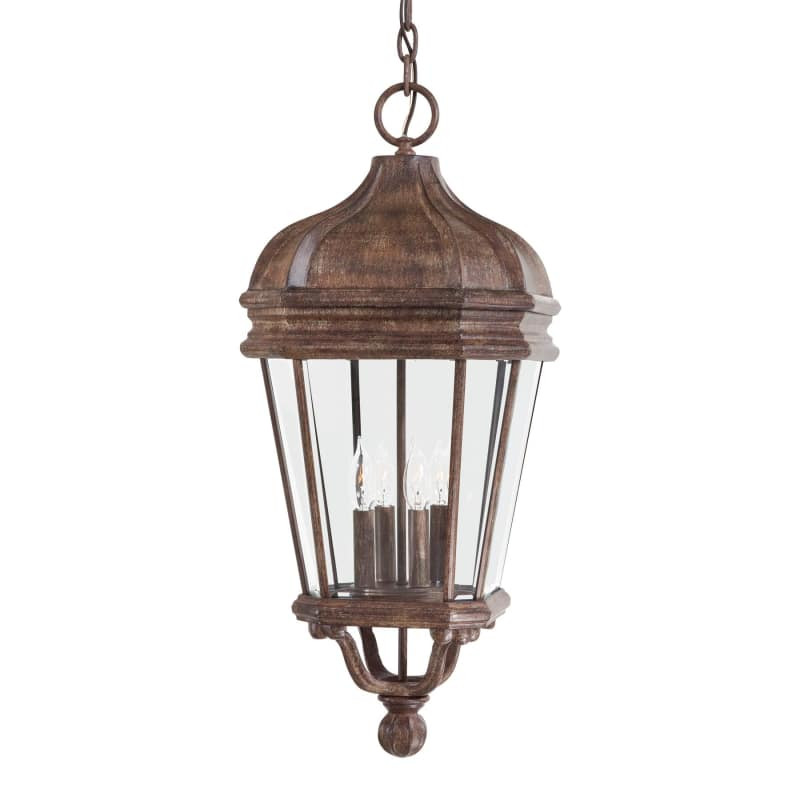 The Great Outdoors GO 8694 4 Light Lantern Pendant from the Harrison Collection Vintage Rust Outdoor | Build.com, Inc.