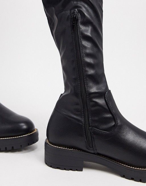 ASOS DESIGN Kate flat over the knee boots in black | ASOS (Global)