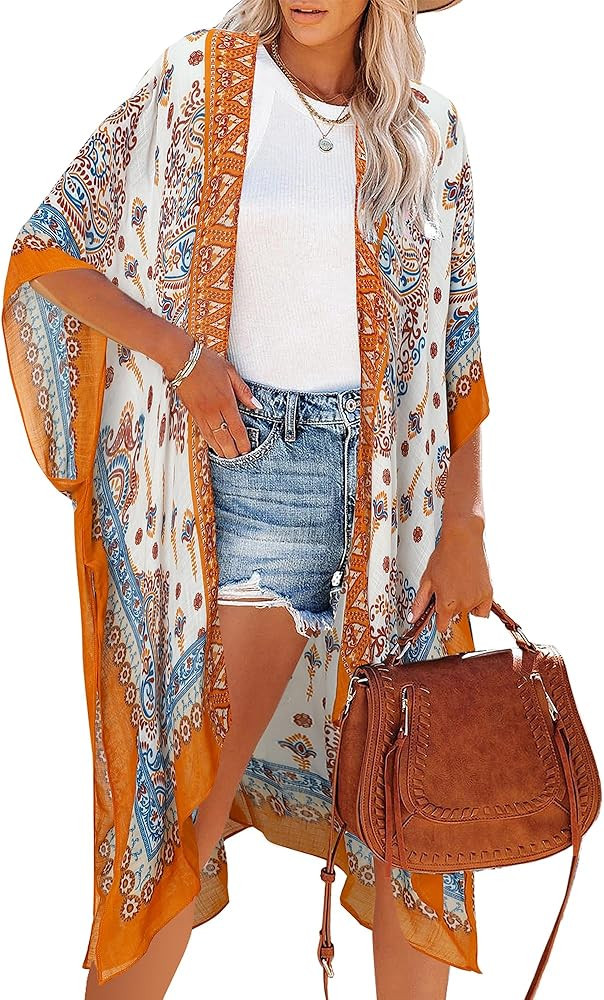Kimonos for Women Casual Swimsuit Coverup Lightweight Boho Kimono Cardigans for Summer | Amazon (US)