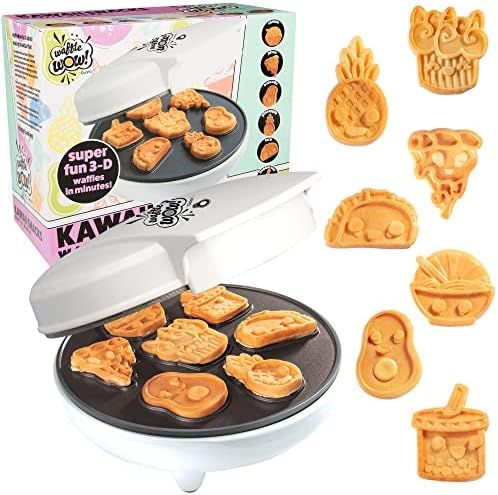 Kawaii Fun Snacks Mini Waffle Maker - 7 Different Food Emoji Designs Featuring an Avocado, Pizza, Ra | Amazon (US)