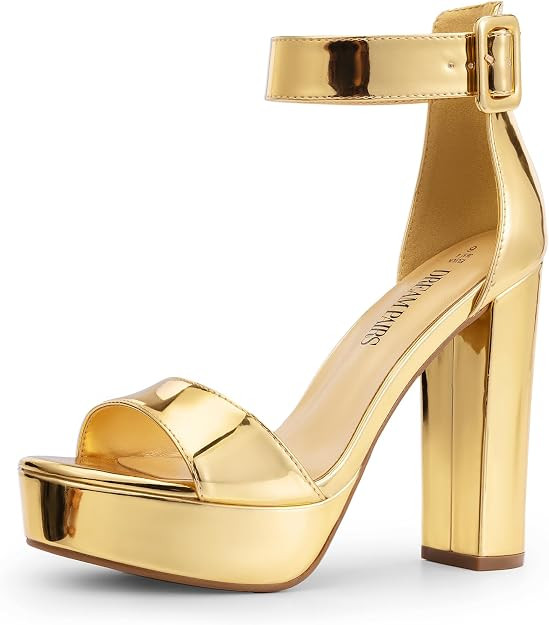 DREAM PAIRS Women's Platform Heel Sandals, Open Toe Ankle Strap Heel Fashion Wedding Party Dress ... | Amazon (US)