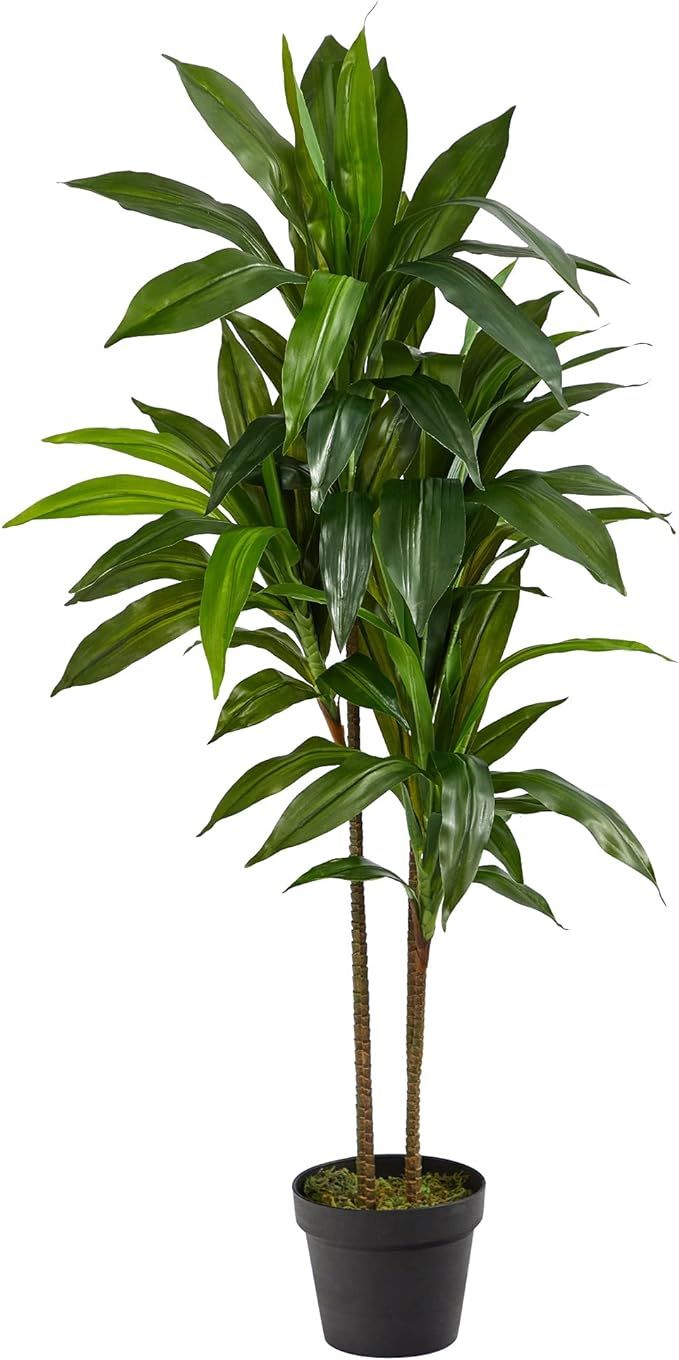 Nearly Natural Real Touch Leaves Artificial Dracaena Plant, 4ft, Green | Amazon (US)