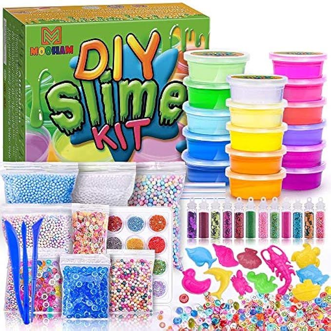 MOOHAM DIY Slime Kit Supplies - Clear Crystal Slime Making Kit for Girls, Floam Slime for Kids, Slim | Amazon (US)