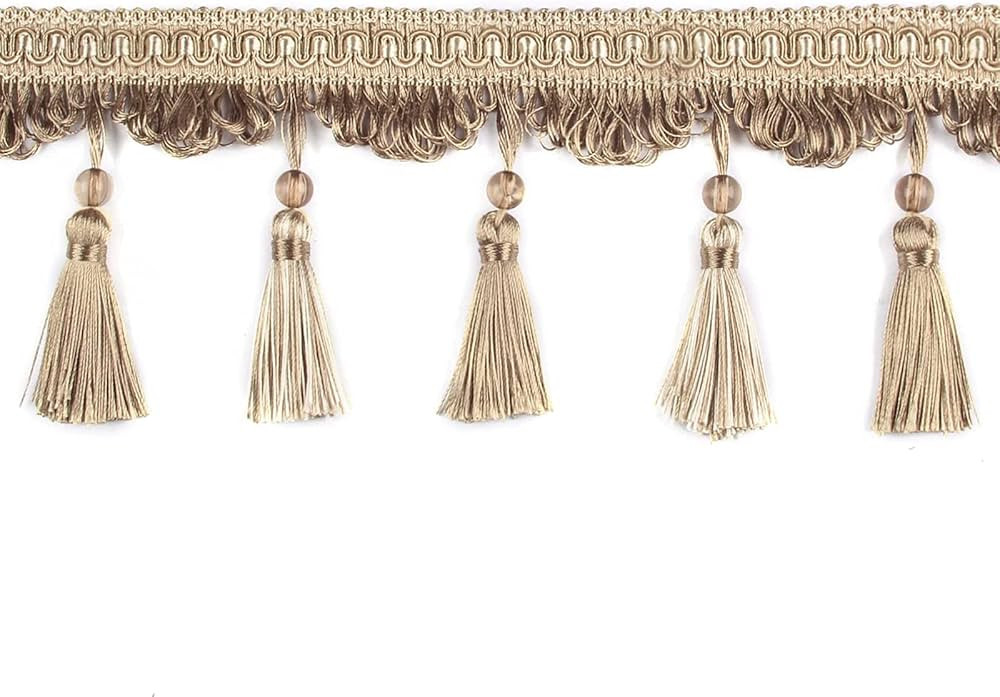 HedongHexi Tassel Fringe Trim 5.25 Yard x 4 Inches Luxury Handmade Beaded Tassel Fringing Trimmin... | Amazon (US)