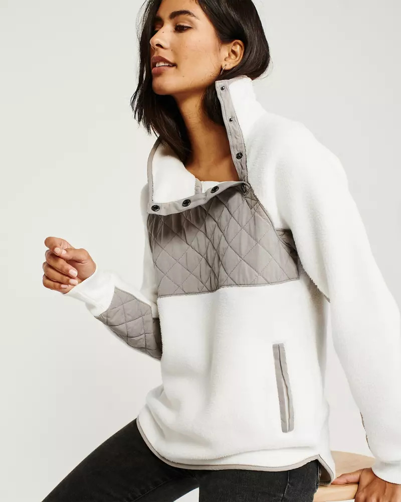 Womens Asymmetrical Snap-Up Sherpa Fleece | Womens Tops | Abercrombie.com | Abercrombie & Fitch US & UK