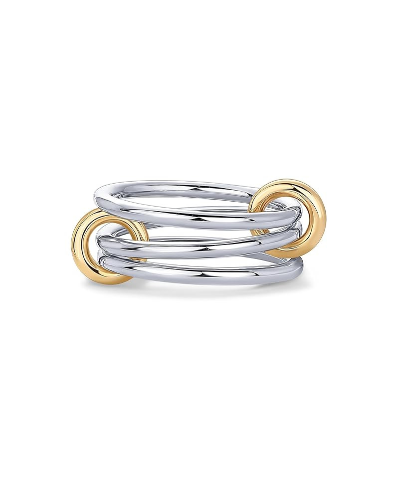 PAVOI 14K Gold Plated Interlocked Stackable Rings for Women - Statement Mixed Metals Multi Ring S... | Amazon (US)