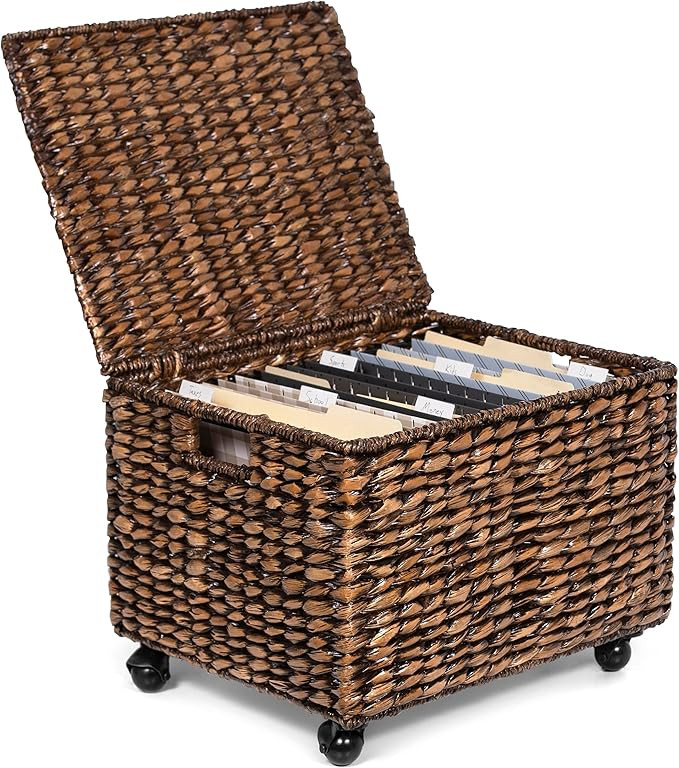 BIRDROCK HOME Rolling File Cabinet - Storage Organizer Box with Lid - Home Office Decor - Decorat... | Amazon (US)