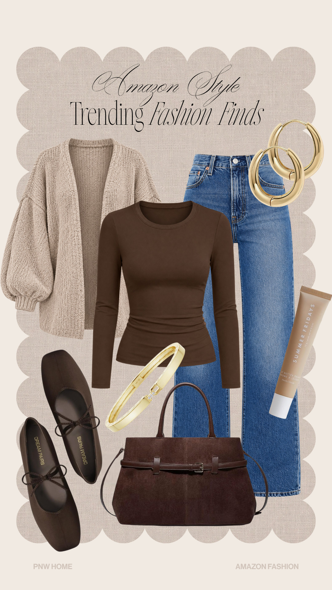 Trending fashion finds for fall on Amazon!

fall fashion, fall looks, fall outfit, fall style, neutral outfit, neutral style, neutral look, wide leg jeans, wide leg denim, oversized sweater, neutral cardigan, chunky cardigan, cardigan sweater, long sleeve top, long sleeve tee, brown top, brown flats, ballet flats, fall footwear, fall shoes, suede handbag, brown handbag, fall accessories, chocolate brown, espresso brown, lip gloss, lip balm, gold hoop earrings, bangle bracelet 

 #LTKgrwm #LTKootd #LTKSeasonal