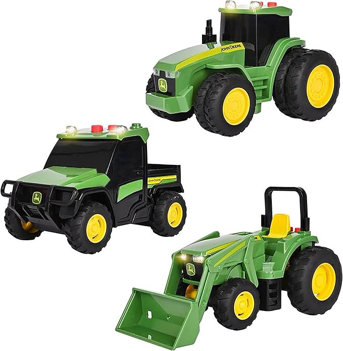 John Deere 3-Pack Set Lights and Sound Realistic 5" Farm Vehicles, 7R Series Tractor, 6105M Tract... | Amazon (US)