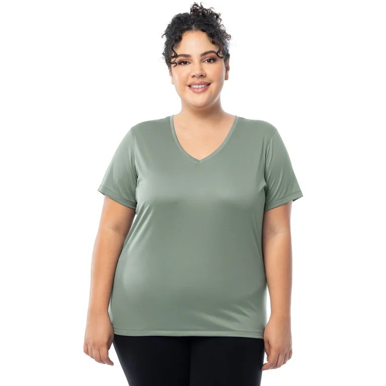 Athletic Works Women's and Women's Plus Core Active V-Neck T-Shirt, Sizes XS-4X - Walmart.com | Walmart (US)